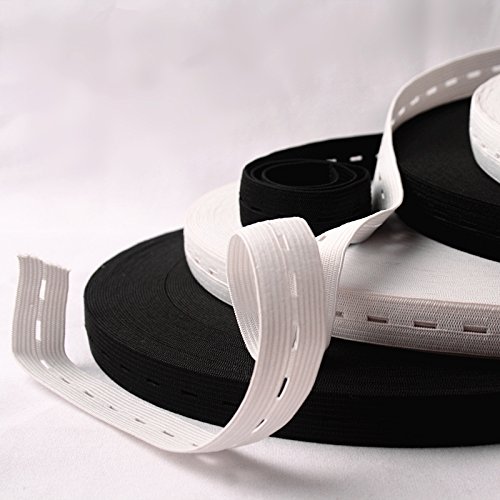 Musuntas Bandas elásticas planas de 11 yardas de largo con ojal de cuerda elástica, carrete de coser, accesorios de manualidades, 2 piezas, 5.5 yardas de color blanco, 15 mm de ancho Musuntas Bandas elásticas planas de 11 yardas de largo con ojal de cuerda elástica, carrete de coser, accesorios de manualidades, 2 piezas, 5.5 yardas de color blanco, 15 mm de ancho