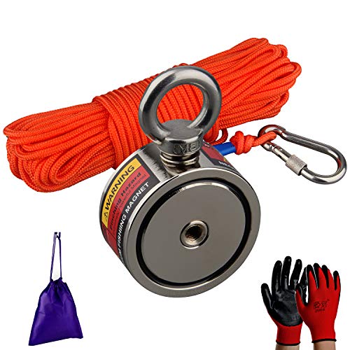 MUTUACTOR Fuertes imanes de pesca combinados con fuerza de tracción de 240kg,de recuperación de N52 imanes de neodimio con cuerda duradera de 20m,potentes imanes para pesca y recuperación magnética MUTUACTOR Fuertes imanes de pesca combinados con fuerza de tracción de 240kg,de recuperación de N52 imanes de neodimio con cuerda duradera de 20m,potentes imanes para pesca y recuperación magnética