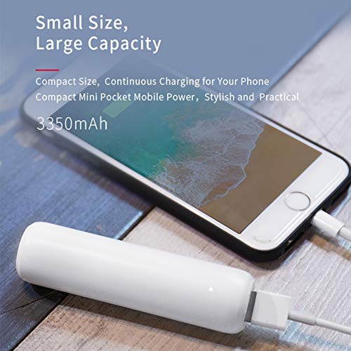 MUYEY Banco de energía, Cargador portátil de 3350mAh, con una Salida de Salida y una Interfaz de Entrada, Paquete de baterías Ultra pequeña Compatible con iPhone, Samsung, Huawei, iPad, etc,Blanco