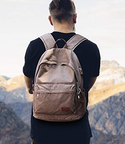 Muzee Mochila de Lona,Mochila Antirrobo Mochila Escolar Viaje Mochila de Lona apto para portátil de 15,6 pulgadas,Mochila hombre para laptop Mochila mujer,con puerto de carga USB,café Muzee Mochila de Lona,Mochila Antirrobo Mochila Escolar Viaje Mochila de Lona apto para portátil de 15,6 pulgadas,Mochila hombre para laptop Mochila mujer,con puerto de carga USB,café
