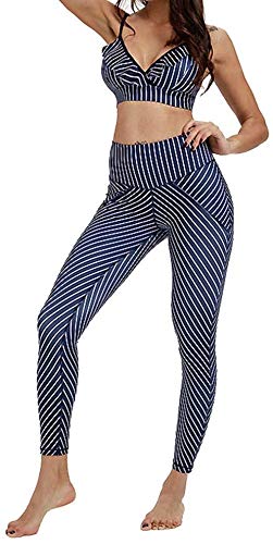 MVNZXL Conjunto de Ropa de Entrenamiento para Mujer, Conjunto de Estampado de Rayas, Mallas de Yoga de 2 Piezas Ajustables, chándal con Sujetador Deportivo MVNZXL Conjunto de Ropa de Entrenamiento para Mujer, Conjunto de Estampado de Rayas, Mallas de Yoga de 2 Piezas Ajustables, chándal con Sujetador Deportivo