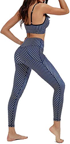 MVNZXL Conjunto de Ropa de Entrenamiento para Mujer, Conjunto de Estampado de Rayas, Mallas de Yoga de 2 Piezas Ajustables, chándal con Sujetador Deportivo MVNZXL Conjunto de Ropa de Entrenamiento para Mujer, Conjunto de Estampado de Rayas, Mallas de Yoga de 2 Piezas Ajustables, chándal con Sujetador Deportivo
