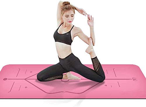 MVNZXL Estera de Yoga para Ejercicio Extra Gruesa de 6 mm, Alfombra Antideslizante con línea de posición, para tapetes de Gimnasia para Principiantes (72 x 24 x 6 mm)