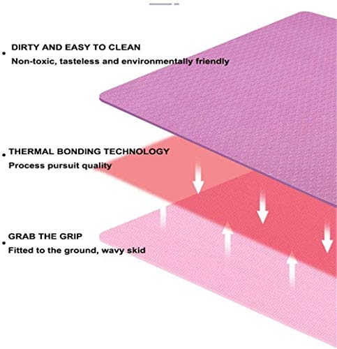 MVNZXL TPE Bicolor Home Thickened Non-Slip Sports Mat, High Densit Eco-Friendly Yoga Mat Fitness Mat Training Mat Yoga Stretching Mat, Púrpura + Rosa (72" X 23" X 6mm)