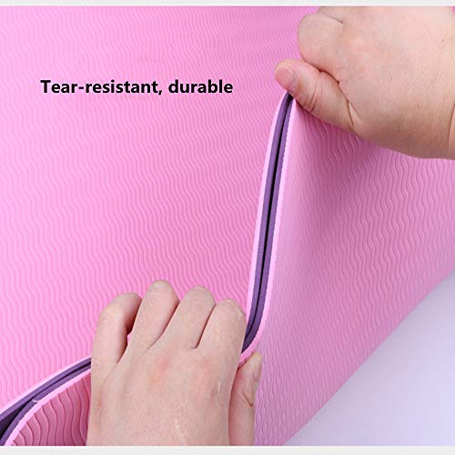 MVNZXL TPE Bicolor Home Thickened Non-Slip Sports Mat, High Densit Eco-Friendly Yoga Mat Fitness Mat Training Mat Yoga Stretching Mat, Púrpura + Rosa (72" X 23" X 6mm)