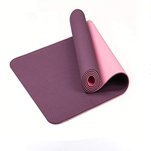 MVNZXL TPE Bicolor Home Thickened Non-Slip Sports Mat, High Densit Eco-Friendly Yoga Mat Fitness Mat Training Mat Yoga Stretching Mat, Púrpura + Rosa (72" X 23" X 6mm)