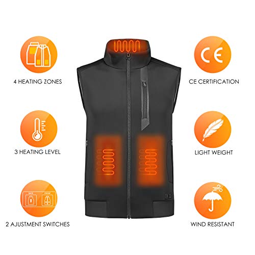 MVPower Chaleco Térmico Electrico para Hombre y Mujer, Chaleco Calefactable de Carga Usb para Cuello, Espalda y Estómago, 3 Niveles de Temperatura, para Actividades al Aire Libre en Invierno MVPower Chaleco Térmico Electrico para Hombre y Mujer, Chaleco Calefactable de Carga Usb para Cuello, Espalda y Estómago, 3 Niveles de Temperatura, para Actividades al Aire Libre en Invierno