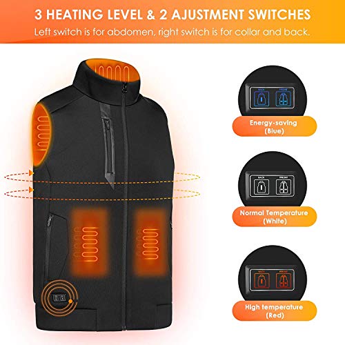 MVPower Chaleco Térmico Electrico para Hombre y Mujer, Chaleco Calefactable de Carga Usb para Cuello, Espalda y Estómago, 3 Niveles de Temperatura, para Actividades al Aire Libre en Invierno MVPower Chaleco Térmico Electrico para Hombre y Mujer, Chaleco Calefactable de Carga Usb para Cuello, Espalda y Estómago, 3 Niveles de Temperatura, para Actividades al Aire Libre en Invierno