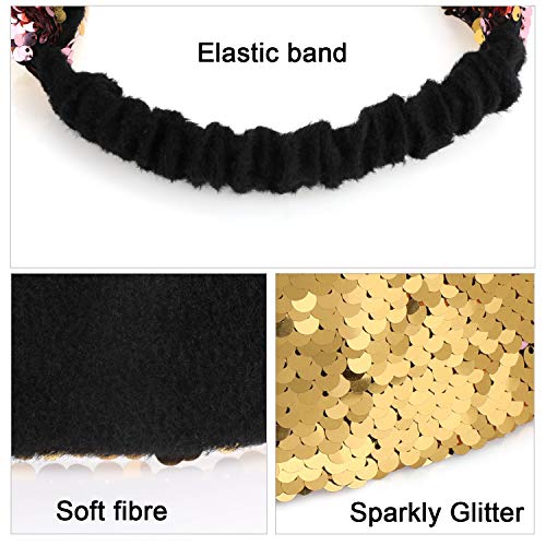 Mwoot Diademas elásticas para niñas, 4 Piezas, Banda de Brillo Reversible para el Cabello Brillante con Lentejuelas Mwoot Diademas elásticas para niñas, 4 Piezas, Banda de Brillo Reversible para el Cabello Brillante con Lentejuelas