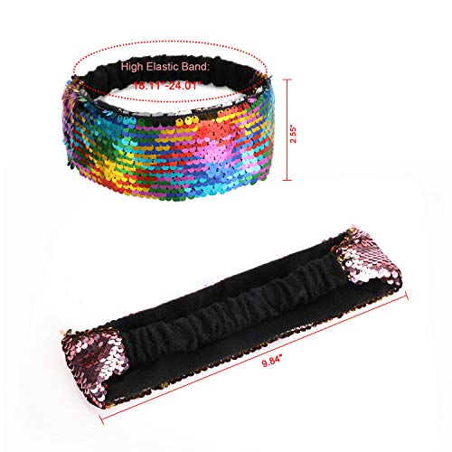 Mwoot Diademas elásticas para niñas, 4 Piezas, Banda de Brillo Reversible para el Cabello Brillante con Lentejuelas Mwoot Diademas elásticas para niñas, 4 Piezas, Banda de Brillo Reversible para el Cabello Brillante con Lentejuelas