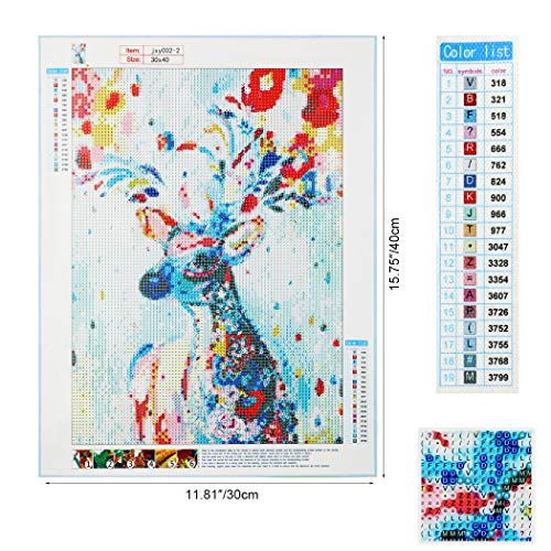 MWOOT DIY 5D Alces de Color Real Diamante Pintura por Número Kit, Elk Bricolaje Diamond Painting Rhinestone Bordado de Punto de Cruz Artes Manualidades Lienzo Pared Decoración (30x40cm)