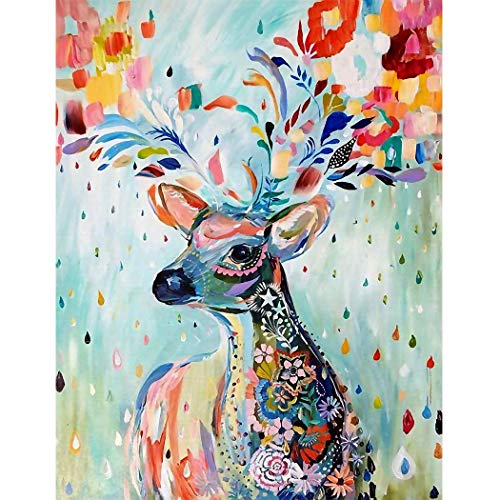 MWOOT DIY 5D Alces de Color Real Diamante Pintura por Número Kit, Elk Bricolaje Diamond Painting Rhinestone Bordado de Punto de Cruz Artes Manualidades Lienzo Pared Decoración (30x40cm)