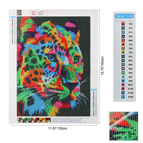 MWOOT DIY 5D Diamante Pintura por Número Kit, Tiger Bricolaje Diamond Painting Rhinestone Bordado de Punto de Cruz Artes Manualidades Lienzo Pared Decoración (30x40cm)