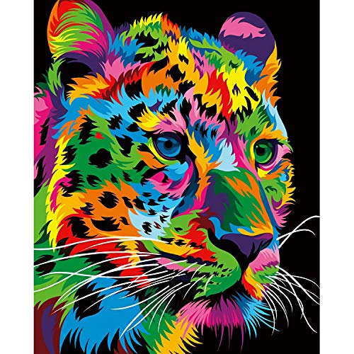 MWOOT DIY 5D Diamante Pintura por Número Kit, Tiger Bricolaje Diamond Painting Rhinestone Bordado de Punto de Cruz Artes Manualidades Lienzo Pared Decoración (30x40cm)