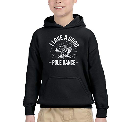 MXDISIWD Sudadera con capucha y bolsillos con texto "I Love A Good Pole Dance", para niños y niñas MXDISIWD Sudadera con capucha y bolsillos con texto "I Love A Good Pole Dance", para niños y niñas