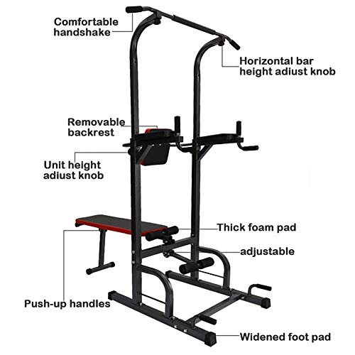 MXXDB Cintura Multifuncional Músculo Abdominal Herramienta de Entrenamiento físico Estación de inmersión de Entrenamiento Banco para Sentarse Ajuste de Altura 71in-90in Gimnasio en casa Pull Up