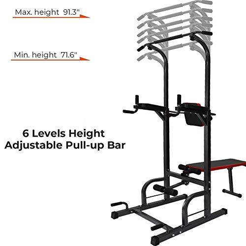 MXXDB Cintura Multifuncional Músculo Abdominal Herramienta de Entrenamiento físico Estación de inmersión de Entrenamiento Banco para Sentarse Ajuste de Altura 71in-90in Gimnasio en casa Pull Up