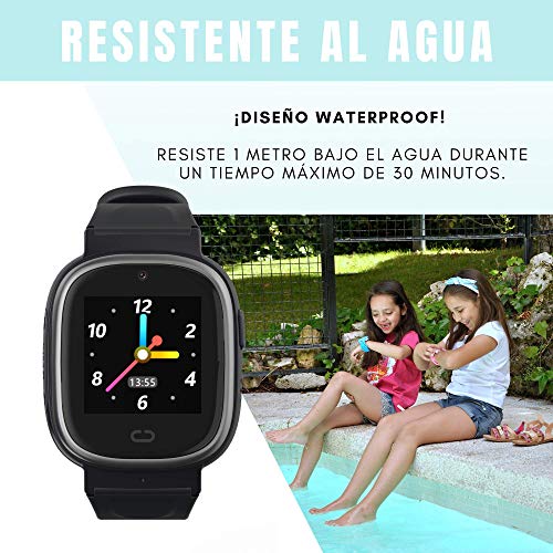 MY WATCH ★ Reloj GPS Niños 2.0 Smartwatch para Niños Color Negro Resistente al Agua Pantalla Táctil Reloj Niño GPS Localizador y Llamadas, WiFi, LBS, Voz, Cámara, SOS Batería 520 Mah