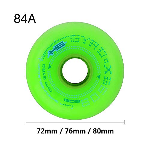 MY1MEY Ruedas de Repuesto para Patines en línea tamaño 72Mm 76Mm 80Mm 84A Ruedas de PU Ruedas de Goma para Exteriores e Interiores, Paquete de 8(green76mm)