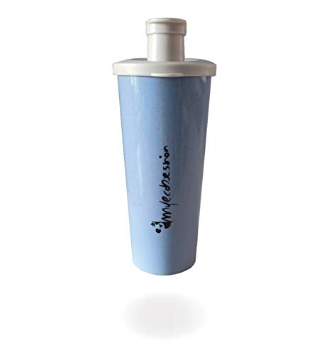 MYECOBSESSION Shaker hermético para batidos de proteínas de 500ml en Fibra de Trigo - con batidor - Mixing Ball - sin BPA (Azul)
