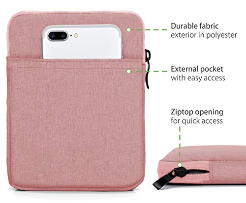 MyGadget Bolsa de Nylon de 10" para Tablet - Estuche Alcochado para Apple iPad 9.7" (Air, Pro) Mini, Samsung Galaxy Tab S3, Huawei MediaPad M5 - Rosado