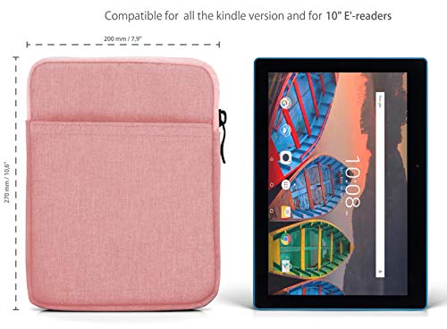 MyGadget Bolsa de Nylon de 10" para Tablet - Estuche Alcochado para Apple iPad 9.7" (Air, Pro) Mini, Samsung Galaxy Tab S3, Huawei MediaPad M5 - Rosado