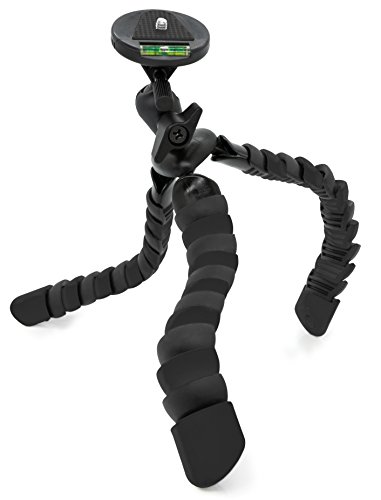 MyGadget Mini Trípode Flexible para Cámara Reflex - Soporte Portatíl Pulpo con Liberación Rápida de Placa - Montaje Universal 360° Pequeño - Negro
