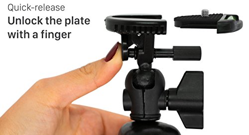MyGadget Mini Trípode Flexible para Cámara Reflex - Soporte Portatíl Pulpo con Liberación Rápida de Placa - Montaje Universal 360° Pequeño - Negro