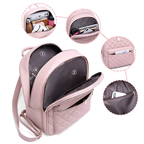 Myhozee Bolsos Mochila Mujer Casual - Impermeable Mochilas Mujer Cuero de PU Bolsa de Mano Viager Escolar para Mujeres Señoras -Rose