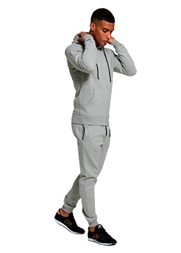 MyMixTrendz Chándal de diseño para Hombre Ajuste elástico, Ajuste elástico en el Cuerpo Ajuste con Cremallera en la Parte Superior y Pieles para Jogging (XL, Silver Grey)