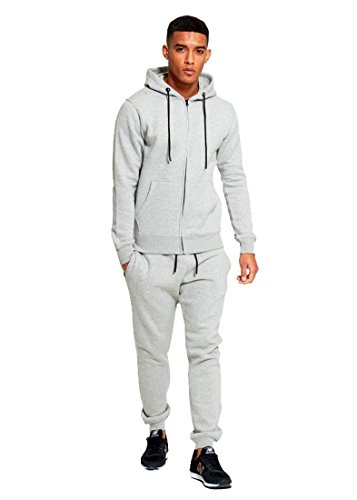 MyMixTrendz Chándal de diseño para Hombre Ajuste elástico, Ajuste elástico en el Cuerpo Ajuste con Cremallera en la Parte Superior y Pieles para Jogging (XL, Silver Grey)