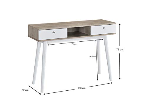 MyosHome - Recibidor Consola Roble y Blanco 100 x 32 x 75 cm con Dos cajones Temis MyosHome - Recibidor Consola Roble y Blanco 100 x 32 x 75 cm con Dos cajones Temis