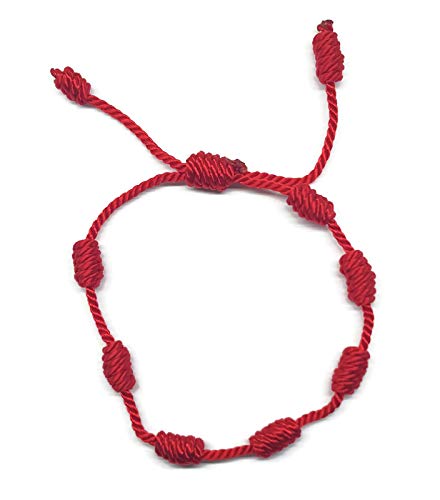 MYSTIC JEWELS by Dalia - Pulsera Kabbalah - cordón 7 Nudos de Hilo Rojo - Unisex - Ajustable - protección de Mal de Ojo, Buena Suerte, Good Luck