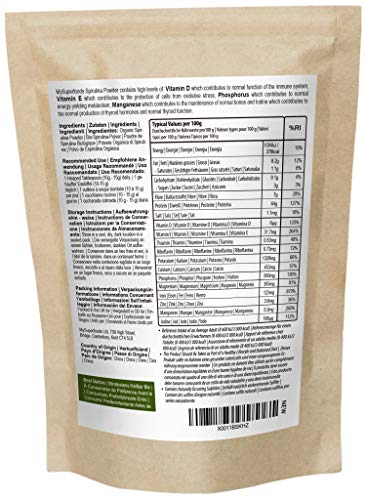 MySuperFoods Espirulina en Polvo Orgánica 500g, Fuente de Proteína Vegana Natural MySuperFoods Espirulina en Polvo Orgánica 500g, Fuente de Proteína Vegana Natural