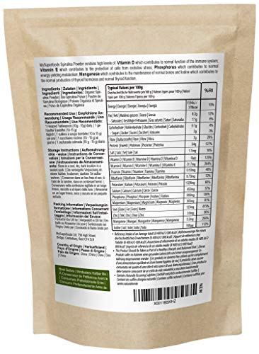 MySuperFoods Espirulina en Polvo Orgánica 500g, Fuente de Proteína Vegana Natural