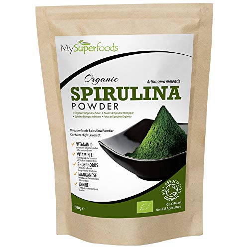 MySuperFoods Espirulina en Polvo Orgánica 500g, Fuente de Proteína Vegana Natural