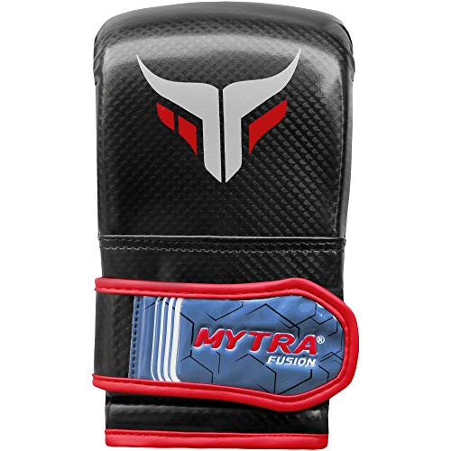 Mytra Fusion Punch Bag Mitt Gloves For Boxing MMA Muay Thai Fitness Gym Workout Training (Black Red, S/M)