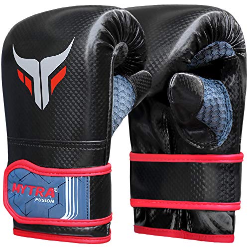 Mytra Fusion Punch Bag Mitt Gloves For Boxing MMA Muay Thai Fitness Gym Workout Training (Black Red, S/M)