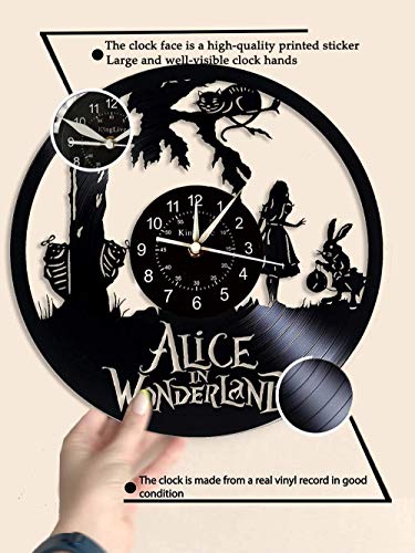 MZH Reloj de pared con disco de vinilo, Alicia en el país de las maravillas LED Lámpara de noche de 7 colores Reloj de pared retro, Alicia en el país de las maravillas para niños Regalos Decoración de MZH Reloj de pared con disco de vinilo, Alicia en el país de las maravillas LED Lámpara de noche de 7 colores Reloj de pared retro, Alicia en el país de las maravillas para niños Regalos Decoración de