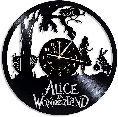 MZH Reloj de pared con disco de vinilo, Alicia en el país de las maravillas LED Lámpara de noche de 7 colores Reloj de pared retro, Alicia en el país de las maravillas para niños Regalos Decoración de MZH Reloj de pared con disco de vinilo, Alicia en el país de las maravillas LED Lámpara de noche de 7 colores Reloj de pared retro, Alicia en el país de las maravillas para niños Regalos Decoración de