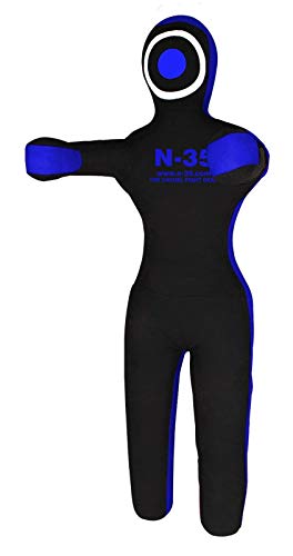 N-35 Muñeco de boxeo, colgado y de pie, judo, boxeo, artes marciales mixtas, grappling, entrenamiento, muñeco de lanzamiento, sin relleno (azul, 150 cm)