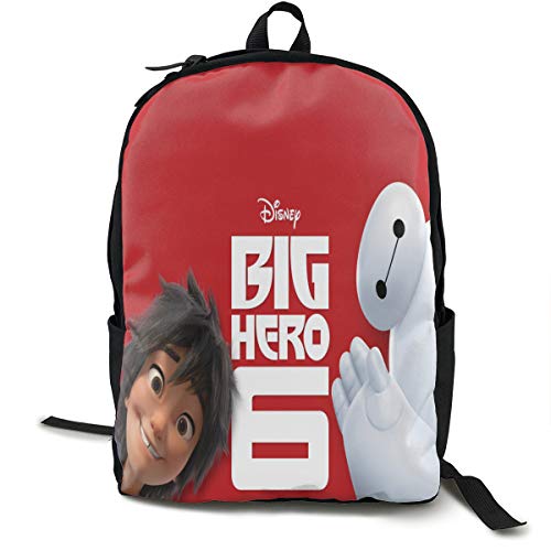 N / A Big Hero 6 Pack Mochila Clásica Escolar Negro Bolsa de Trabajo para Poliéster Unisex Escuela