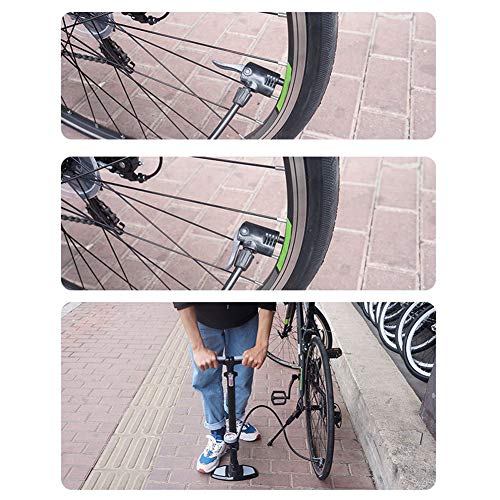 N / A Bomba de Piso para Bicicleta portátil con manómetro, aleación de Aluminio, Manguera Larga con pivote de 360 ​​Grados, manija Antideslizante en Forma de T ensanchada de medición precisa