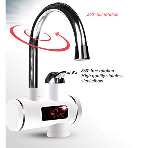 N / A Calentador Eléctrico Instantáneo de 220 V,Grifo Eléctrico Profesional, Calentador de Agua Instantáneo con Pantalla Indicadora de Temperatura LCD (Pantalla Digital Blanca) Entrada Lateral N / A Calentador Eléctrico Instantáneo de 220 V,Grifo Eléctrico Profesional, Calentador de Agua Instantáneo con Pantalla Indicadora de Temperatura LCD (Pantalla Digital Blanca) Entrada Lateral