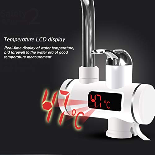 N / A Calentador Eléctrico Instantáneo de 220 V,Grifo Eléctrico Profesional, Calentador de Agua Instantáneo con Pantalla Indicadora de Temperatura LCD (Pantalla Digital Blanca) Entrada Lateral N / A Calentador Eléctrico Instantáneo de 220 V,Grifo Eléctrico Profesional, Calentador de Agua Instantáneo con Pantalla Indicadora de Temperatura LCD (Pantalla Digital Blanca) Entrada Lateral