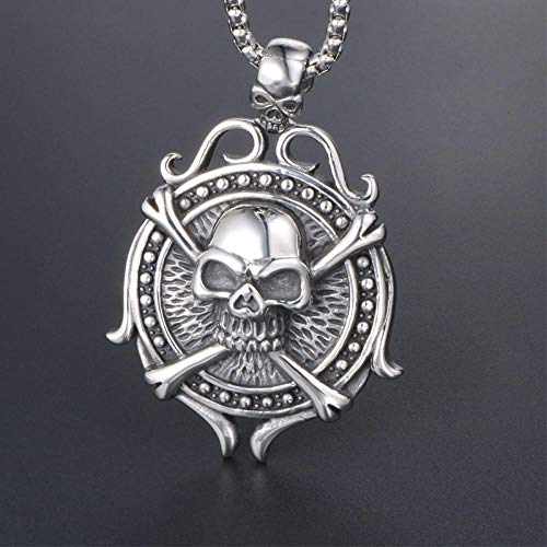 N / A Collar Gótico Collar De Remo De Calavera Retro De La Serie Punk, Colgante De Acero Inoxidable para Hombres, Accesorios De Personalidad De Uñas De Sauce Dominante N / A Collar Gótico Collar De Remo De Calavera Retro De La Serie Punk, Colgante De Acero Inoxidable para Hombres, Accesorios De Personalidad De Uñas De Sauce Dominante