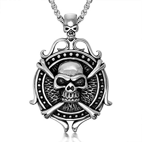 N / A Collar Gótico Collar De Remo De Calavera Retro De La Serie Punk, Colgante De Acero Inoxidable para Hombres, Accesorios De Personalidad De Uñas De Sauce Dominante N / A Collar Gótico Collar De Remo De Calavera Retro De La Serie Punk, Colgante De Acero Inoxidable para Hombres, Accesorios De Personalidad De Uñas De Sauce Dominante