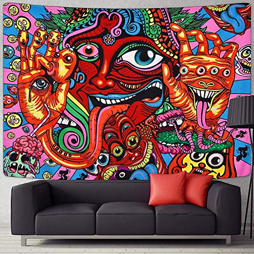 N / A Decoración del hogar Creativo Tapiz de Pared Manta Mandala Tapiz Colgante de Pared patrón psicodélico Yoga Tiro Playa Tiro Alfombra J66 150x130cm