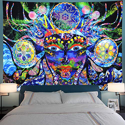 N / A Decoración del hogar Creativo Tapiz de Pared Manta Mandala Tapiz Colgante de Pared patrón psicodélico Yoga Tiro Playa Tiro Alfombra J66 150x130cm