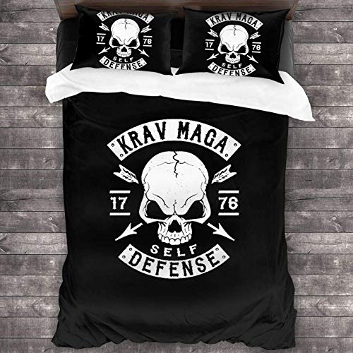 N \ A Krav MAGA - Juego de ropa de cama de 3 piezas para autodefensa de microfibra suave y transpirable para dormitorio, funda de almohada y funda de edredón de 2 piezas